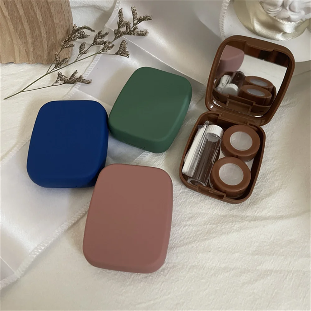 

Pure Color Frosted Contact Lens Case Female Compact and Simple Portable Color Contact Lenses Myopia Companion Box Storage Box