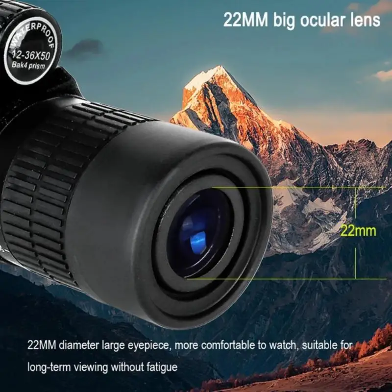 

Borwolf 12-36X50 Binoculars BAK4 Prism Optical Lens High Power Hunting Birdwatching Monocular Light Night Vision Telescope