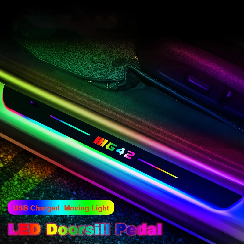 

Car LED Welcome Pedal Acrylic Pathway Front Rear Threshold Streamer Light for BMW Series 2 G42 Logo 2021 2022 2023 Modification