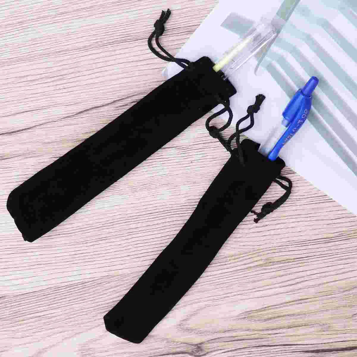 

25pcs Drawstring Bag Pen Pouch Sleeve Holder Pen Case Gift Bag Storage Bag School Office Supplies (Black) Stationery Supply