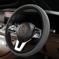 bling bling rhinestones crystal car steering wheel cover pu leather steering wheel covers auto accessories case car styling