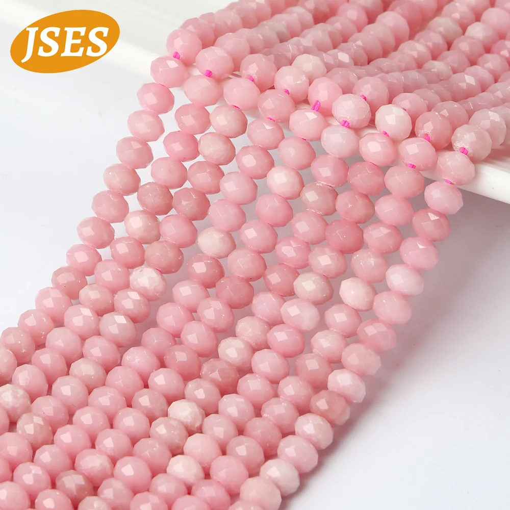 JSES AA натуральный китайский розовый опал граненый рондель-разделитель свободные