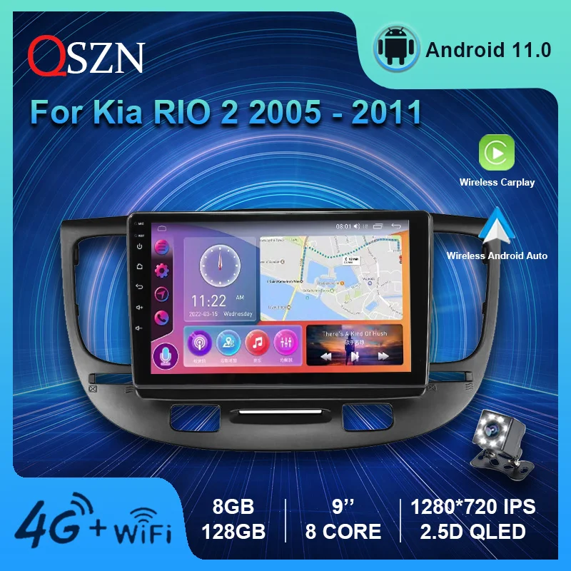 

QSZN 2K QLED Android 12 Car Radio For KIA RIO 2 RIO2 2005 - 2011 Multimedia Video Player GPS Carplay Auto Navigation Stereo DSP