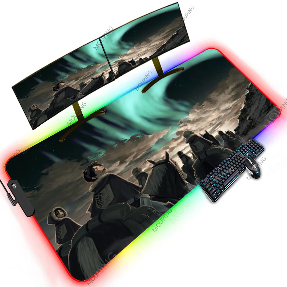 

Attack on Titan Rubber Street Mats Mause Pad Oversized Japanese Anime Keyboard Surface LED Setup Accessories Game Desktop Mat