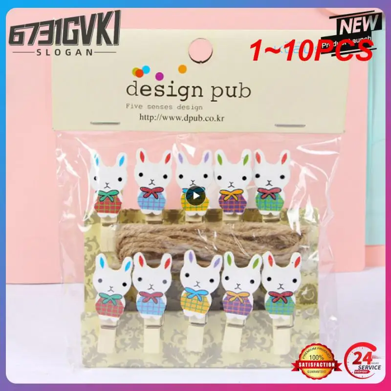 

1~10PCS 1lot Cute cartoon rabbit cat plant Wood Clip Set / Cute Wooden Paper Clips / Small Craft Photo Pegs Kawaii Stationery