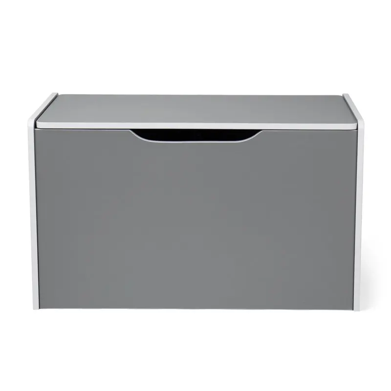 

Perfect Gray and White Hinged Fiberboard Toy Storage Chest with Lid - Ideal for Storing Toys and Supplies.