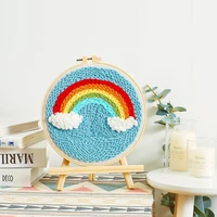 handmade woolen embroidery material package diy rainbow white cloud poke poke gift set simple living room decoration mural