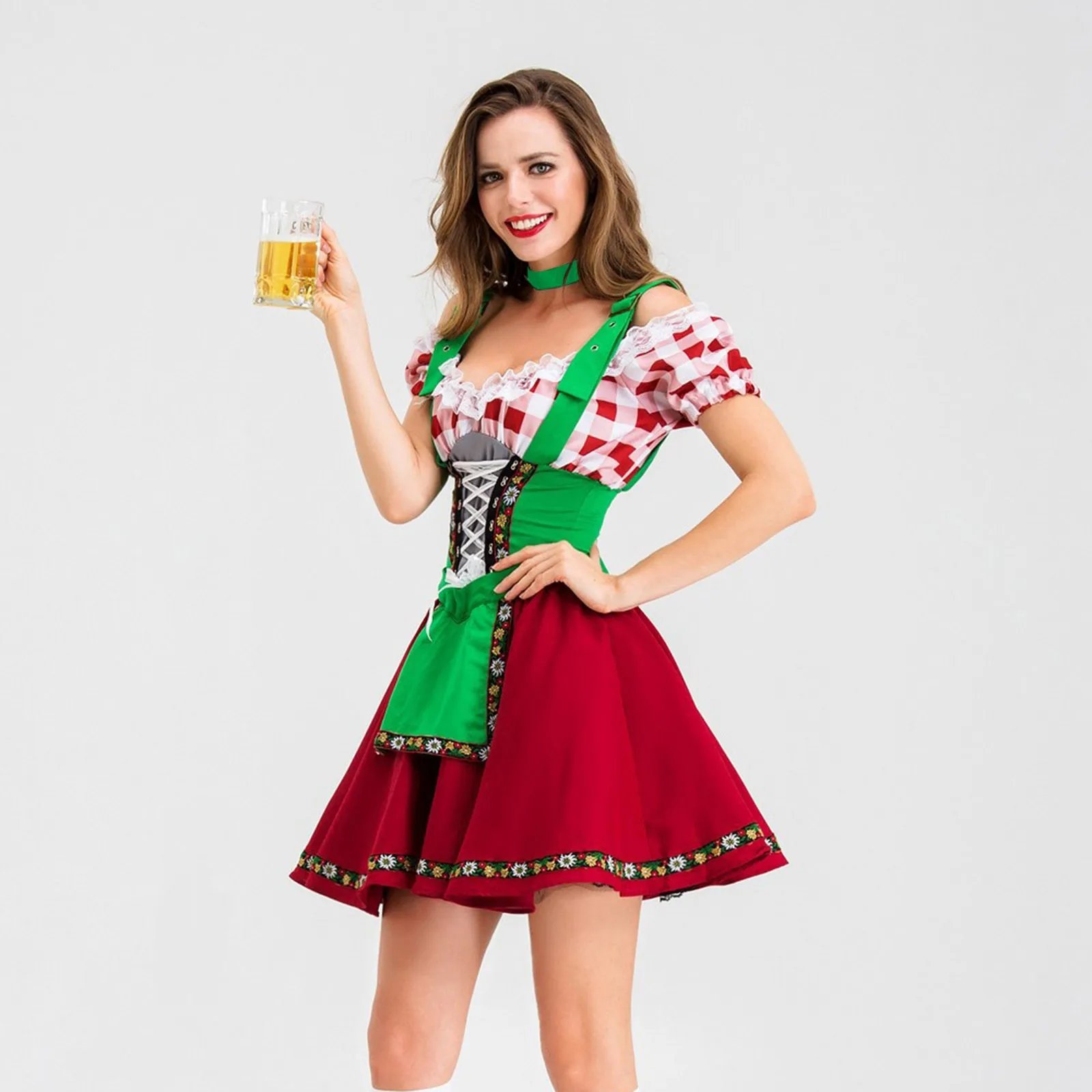 Взрослый женский костюм на Октоберфест стандартный баварийный модный с фартуком