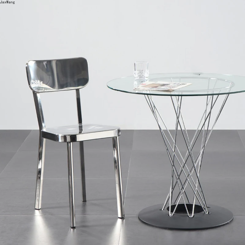 

Nordic Kitchen Backrest Simple Dining Chair Stainless Steel Material Leisure Chair Household Bedroom Sillas Home Furniture WK