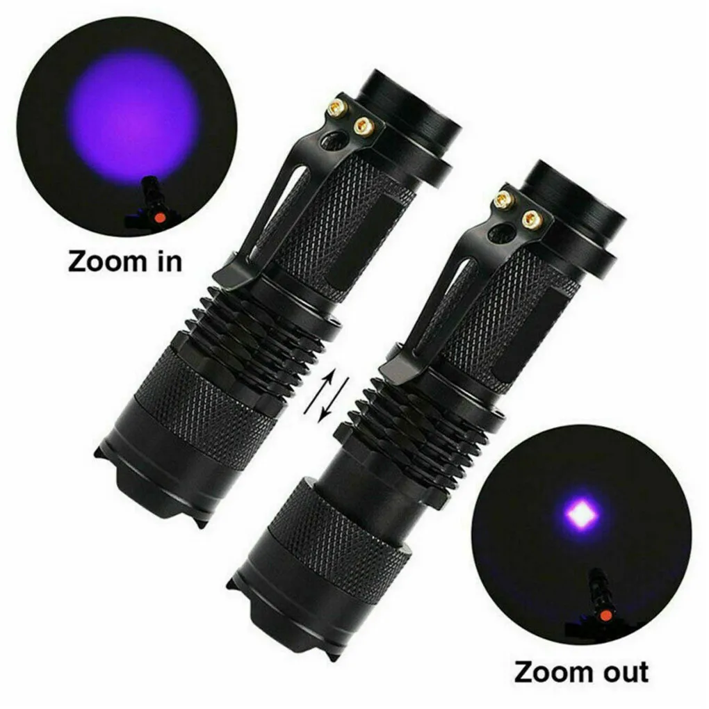 

UV Light Zoomable Flashlight Outdoor Hunting Body Fluids Inspection Purple Lamp Portable UV Torch 395nm
