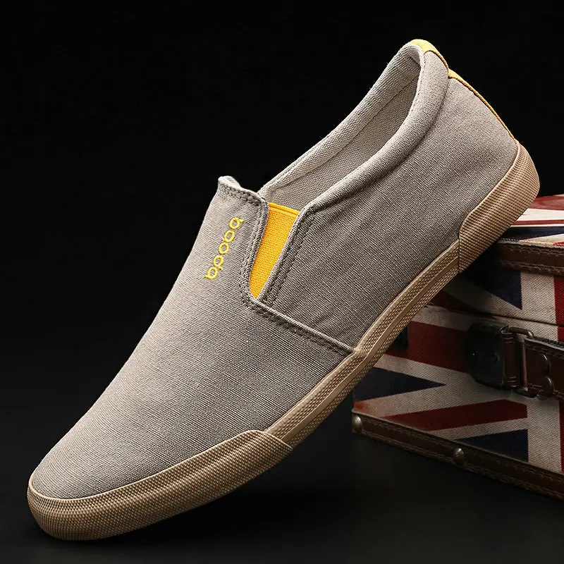 

New Men Green Black Gray Khaki Vulcanized Lazy Canvas Shoes Mens Designer Sneakers Fashion Men Canvas Driving Shoes A23-46