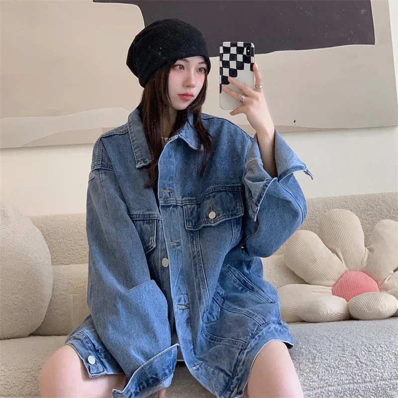 Женские повседневные джинсовые куртки новинка 2025 года осень винтажная шикарная