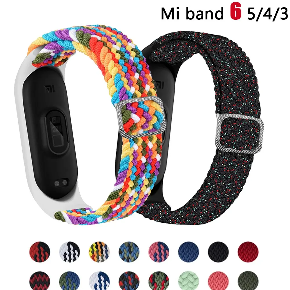 

Bracelet for Mi band 7 Strap Elastic adjustable Nylon Braided Miband4 miband 5 correa Wristband for xiaomi Mi band 3 5 4 6 strap