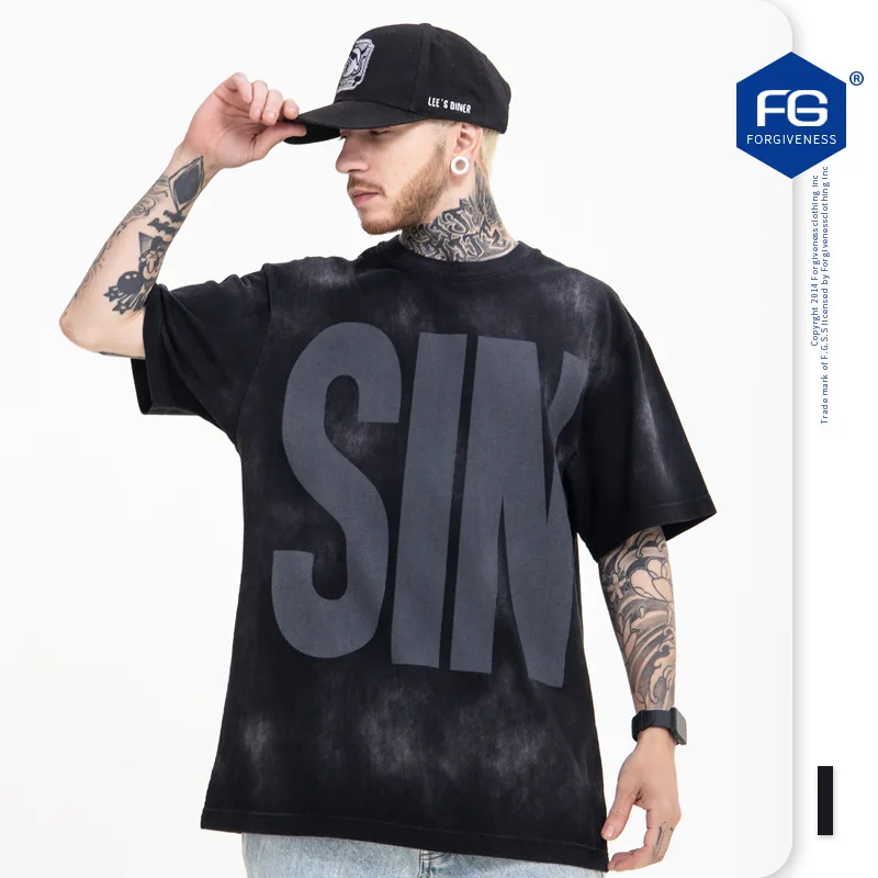 

Мужская Винтажная футболка с коротким рукавом, с принтом букв