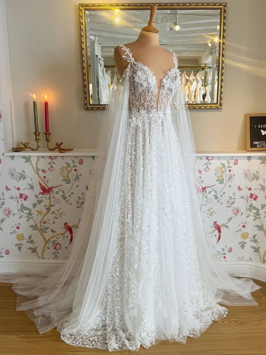 Женское свадебное платье в стиле бохо на бретелях-спагетти для невесты церковном