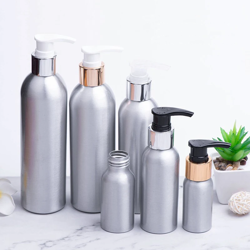 

30ml 50ml 100ml 150ml 200ml 250ml Empty Silver Pump Aluminum Bottle Hand Washing Liquid Shower gel Shampoo Cosmetics Packaging