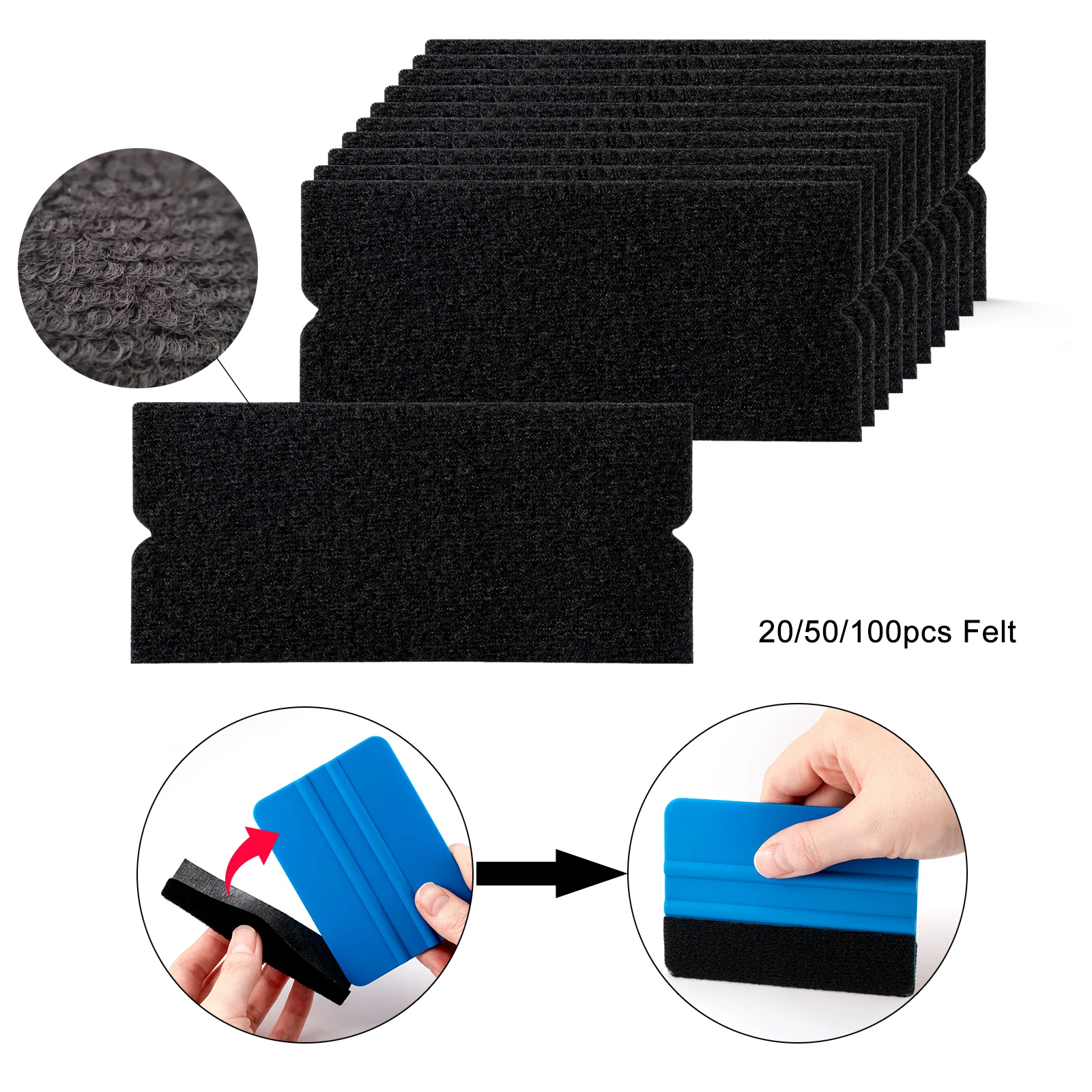 

EHDIS Tinting Window Squeegee Edge Wrap Fabric Felt Adhesive Cloth Car Tools Glass Cleaning Carbon Vinyl Film Applicator Scraper
