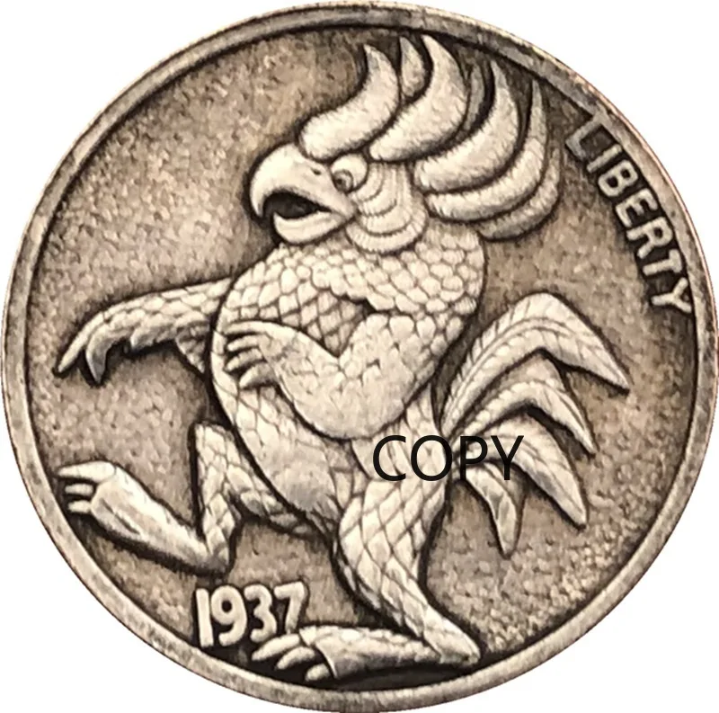 

Antique Silver Dollar 1937D American Buffalo Tramp Coin Tripod Handicraft Collection Copy Coin