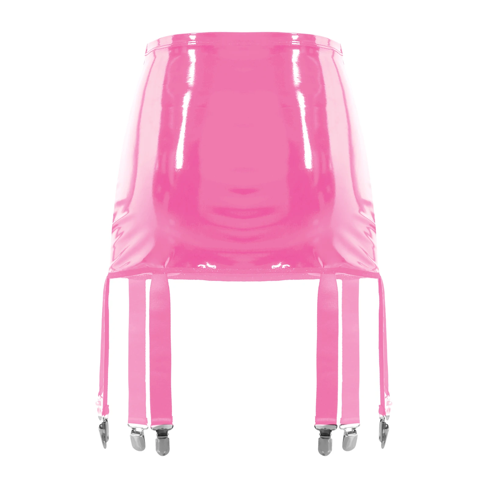 Женская мини-юбка из лакированной кожи с подвязками и высокой талией |