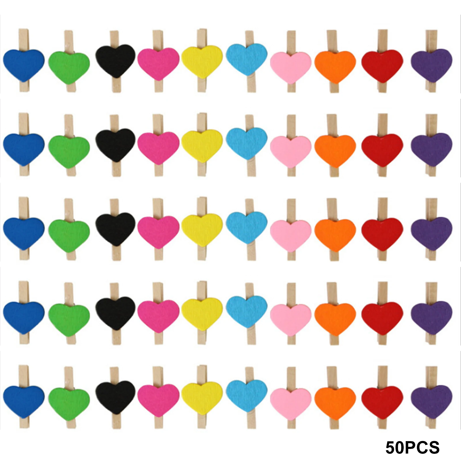 

50pcs DIY Craft Universal Wooden Photo Clip Heart Shape Gift Cute Clothes Pin Paper Peg Mini Home Decor Party Stationery