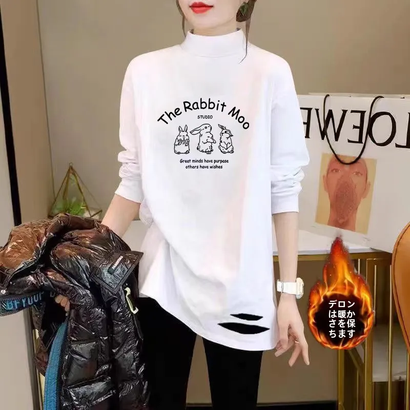 Осень-зима 2024 рваная нижняя рубашка Dralon на флисовой подкладке женская в стиле