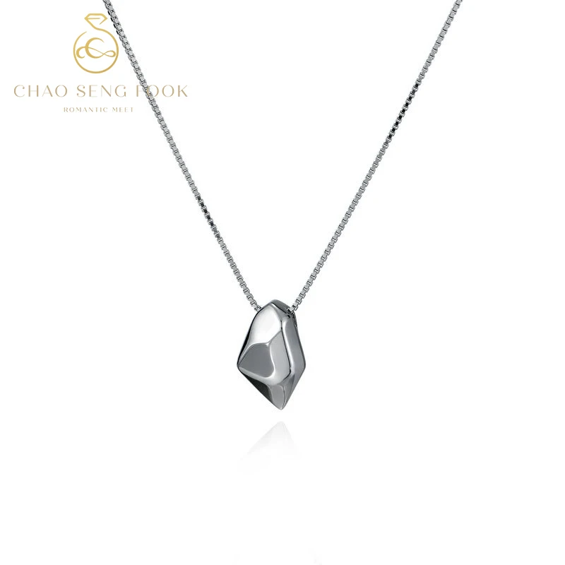 

Irregular Pendant Necklace Meteorite Shape S925 Silver Colour Collarbone Chain High Design Sense Personalised Women's Jewellery