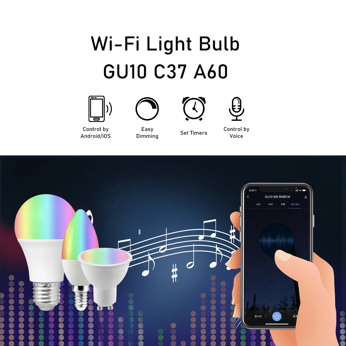 LED Bulb WIFI bluetooth Smart RGB Dimmable Lamp RGBCW Lights IR Remote or Tuya Wifi Control Work With Alexa Google Home |