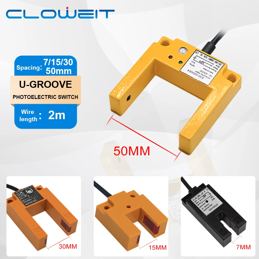 Инфракрасный фотоэлектрический датчик приближения Клит, фотоэлектрический датчик U-типа, фотоэлемент/фотоэлемент, постоянный ток 12-24 В, три провода, NPN PNP