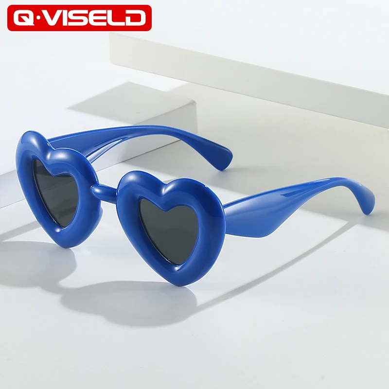 

QVISELD Party Fun Fashion Heart Sunglasses Women 2023 Luxury Brand Designer Quality UV Protection Sun Glasses Vintage zonnebril
