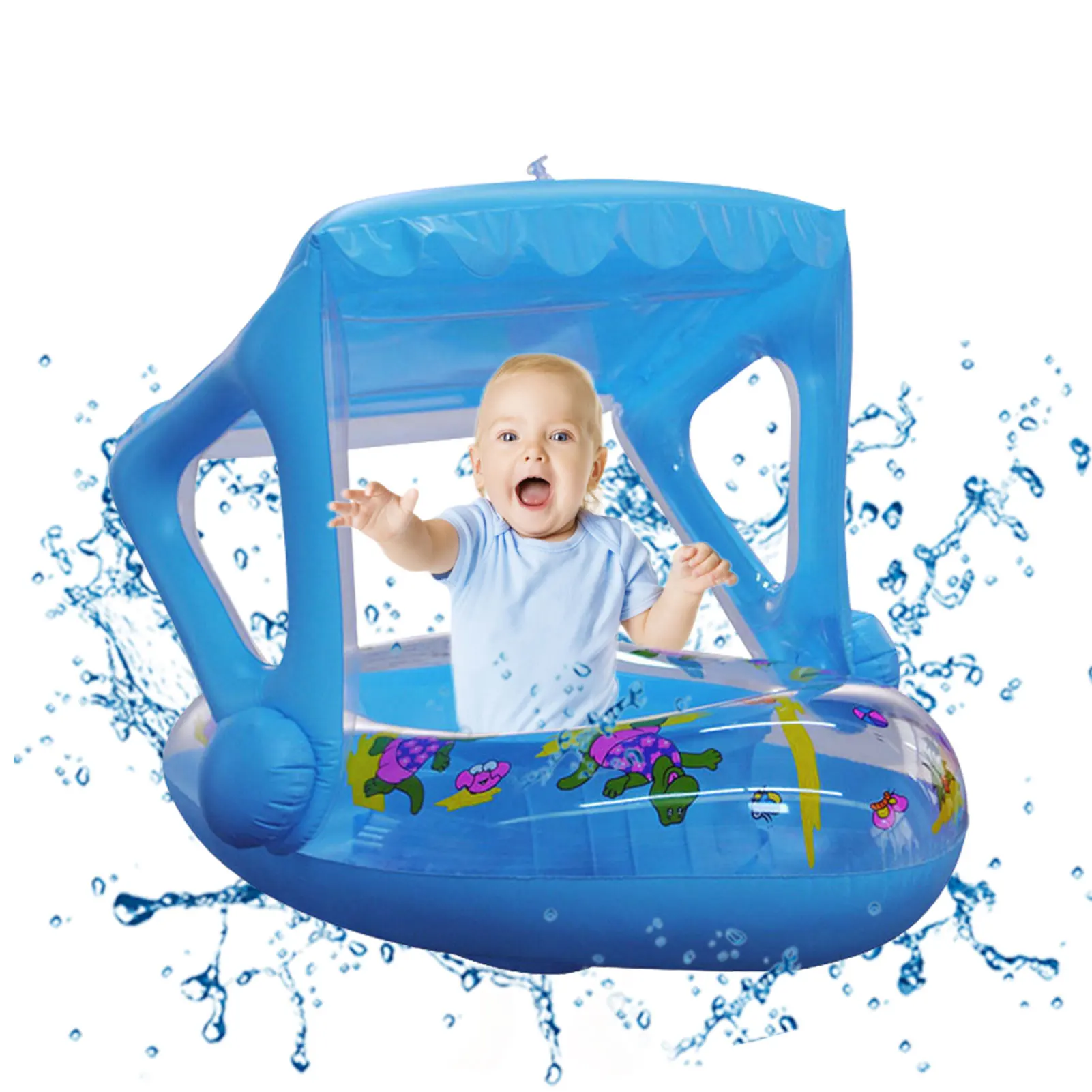 

Детский бассейн, надувной плавательный круг, плавательный круг с солнцезащитным навесом, плавающий круг для малышей, безопасный круг для