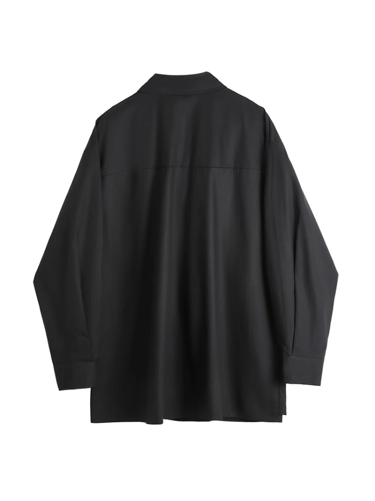 Рубашка женская однобортная оверсайз Готическая блузка черного цвета с длинным