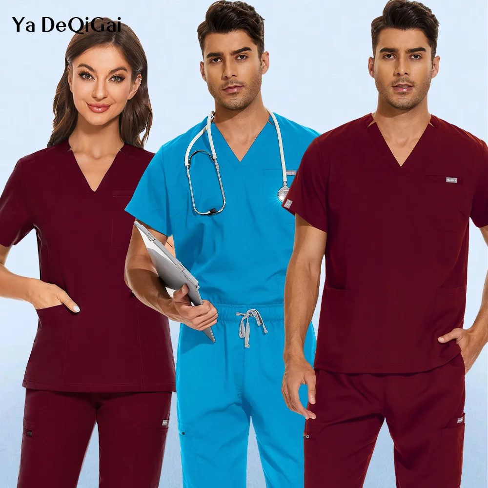 

Dental Dentist Uniform Medical Scrubs Tops Women Men Scrubs Shirts Heather Nursing Nurse Surgery Work Blouse Medical Uniform