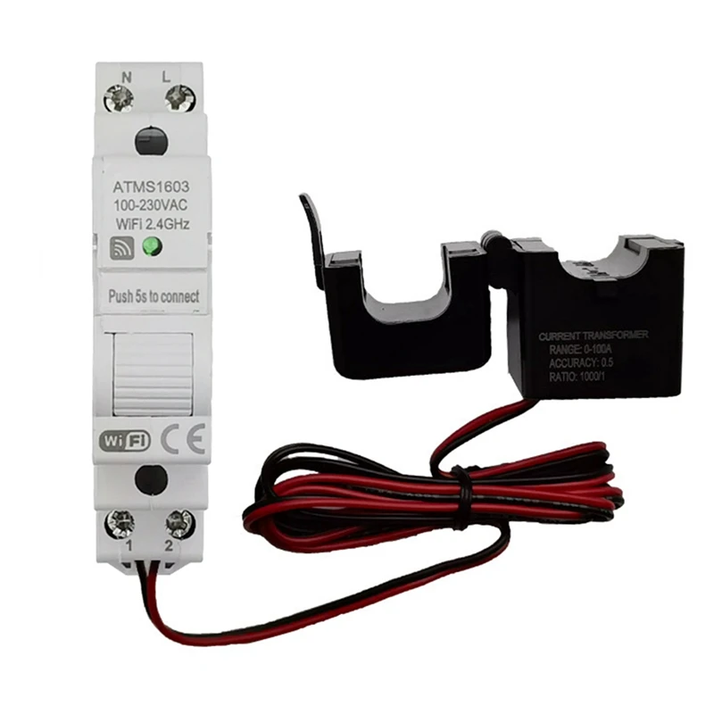 

ATMS1603 Tuya Single Phase Wifi Intelligent Energy Meter 100A Din Rail Precisely Measuring Voltmeter Ammeter Power