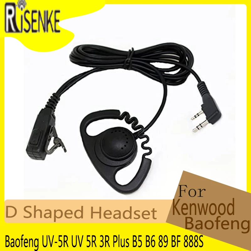 D Shaped Headset Earpiece Mic for Kenwood Two-Way Radio TK 3101 2312 Baofeng Walkie Talkie UV-5R UV 5R 3R Plus B5 B6 89 BF 888S