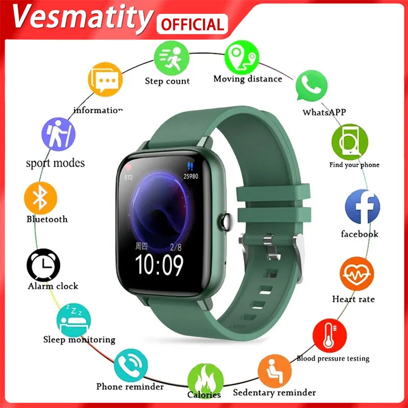 

For Apple Xiaomi Huawei P6 Heart Rate Monitor Women's Watch Life Waterproof Men's Smart Watch Full Touch Fitness Pedometer