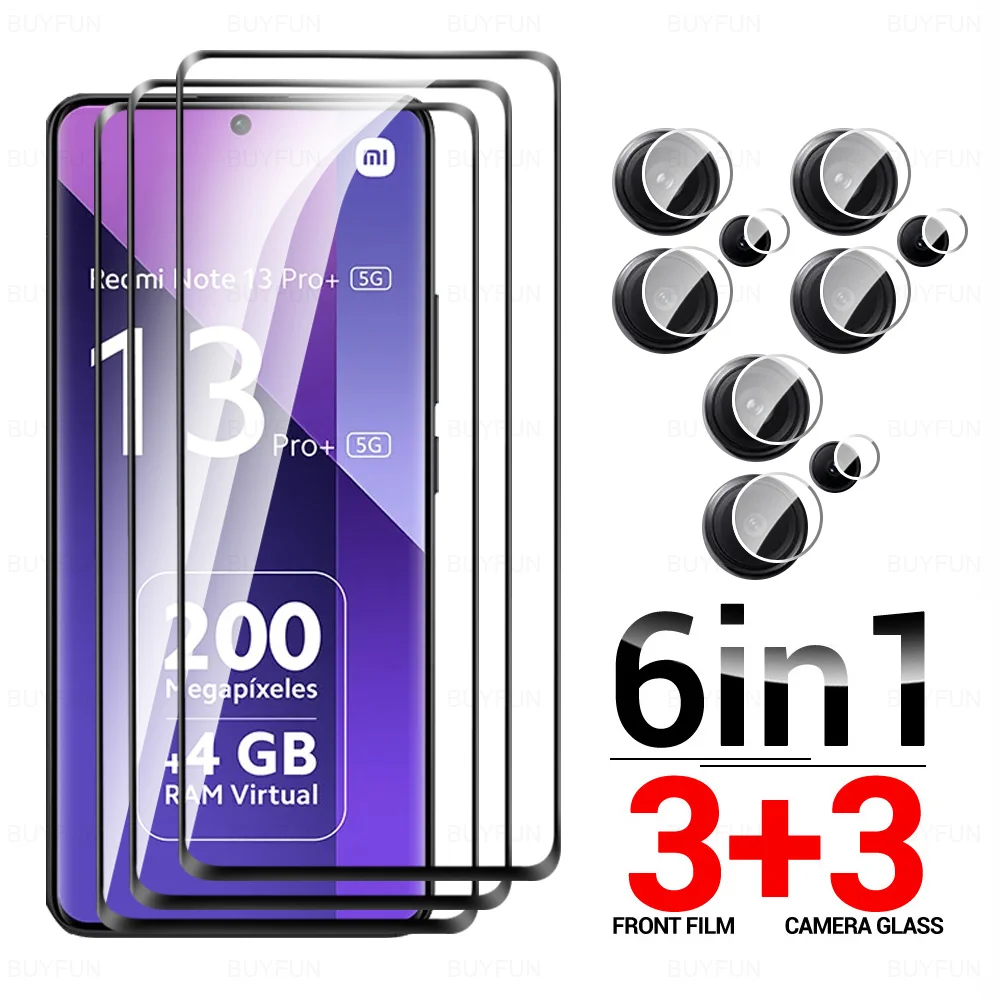 Redmy Note 13 Pro + Изогнутое Стекло для камеры 6To1 закаленное стекло Xiaomi Redmi Plus 5G 9D защита