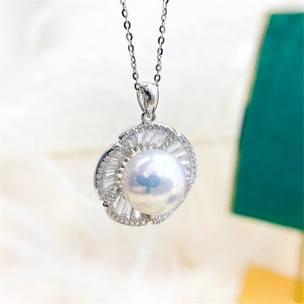 S925 Sterling Silver Pearl Pendant Settings Blank/Base For DIY Pendant Jewelry Making Accessories Suitable for 11-13mm Bead