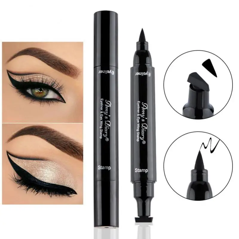 

2 In 1 Stamp Eyeliner Double-head Liquid Eyeliner Pen Waterproof Fast Dry Long Lasting Eye Liner Pencil Eye Makeup Cosmetics