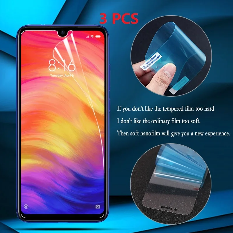 

3pcs Soft Anti Explosion Nano Protective Film Screen Protector For Xiaomi Redmi Note 5 7 8 9 Pro 8T 9S Nano Film Not Glass