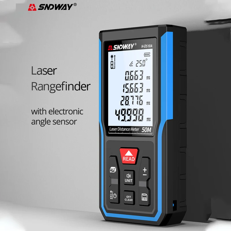 

SNDWAYLaser Distance Meter 50m 70m 100m 120m Rangefinder Digital Range Finder Lithium ion Roulette Ruler Distance Measuring Tape