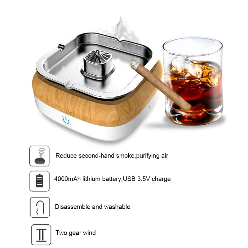 

Ashtray with Air Purification Function Anti Second-hand Smoke Ashtray Air Purifier Smoke Removal Ashtray USB Charging