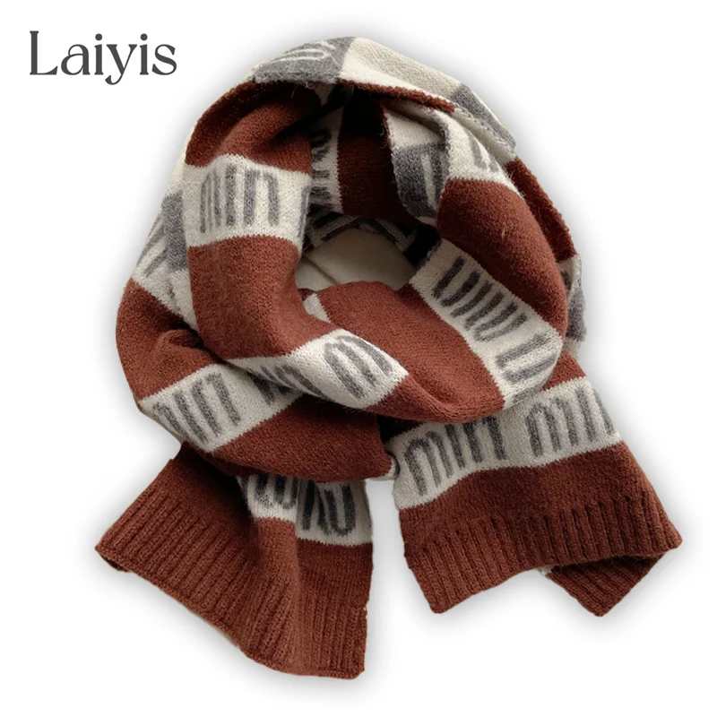 

Вязаный шарф для женщин, роскошный брендовый шарф, теплый зимний шерстяной шейный платок, мягкий шейный платок, шали, женский шарф