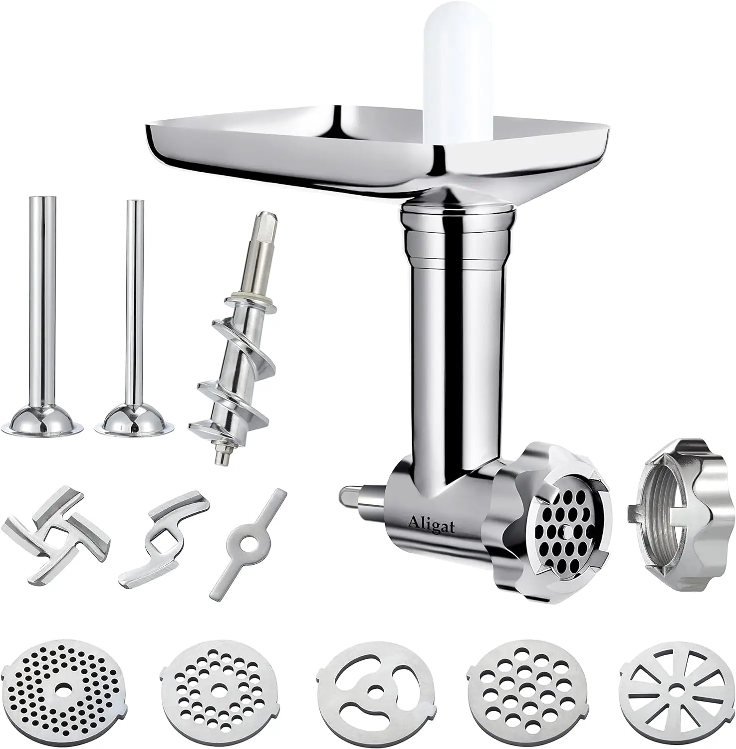 

Food Grinder Attachment for KitchenAid Stand Mixers Includes Sausage Stuffer Tubes,Durable Meat Grinder Food Processor Attachmen
