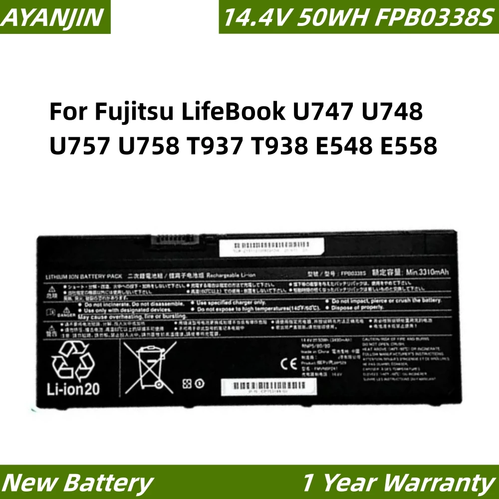 Новый аккумулятор для ноутбука FPB0338S 14 4 В 50 Втч Fujitsu LifeBook U747 U748 U757 U758 T937 T938 E548 E558