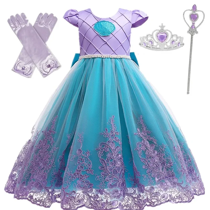 Платье принцессы-русалки для девочек NNJXD длиной до середины икры из полиэстера и