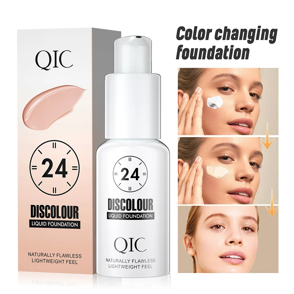 

30ML Color Changing Liquid Foundation Cream Long Lasting Hydrating Face Foundation Concealer Cream Skin Brightener Primer Makeup