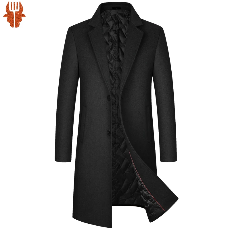 

2023 Spring Wool Coat Men Fashion Long Wool Blends England Style Business Casual Trench Coat Men Solid Thick Wool Coats Jackets