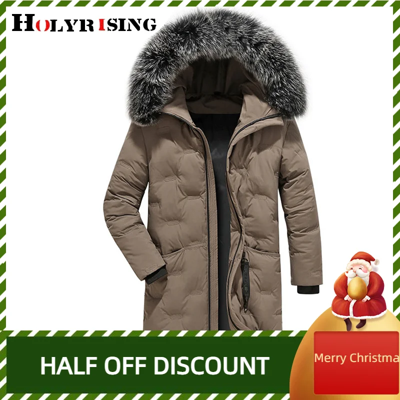 korean men parka cotton slim куртка мужская stylish warm fur hooded overcoats male medium length jackets size 4xl 19865