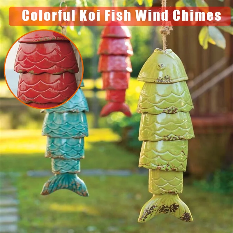 

2022 Colored Koi Fish Wind Chime Fish Shape Iron Hanging Ornament Indoor Outdoor Indoor Outdoor Decoration Hanging Decorations