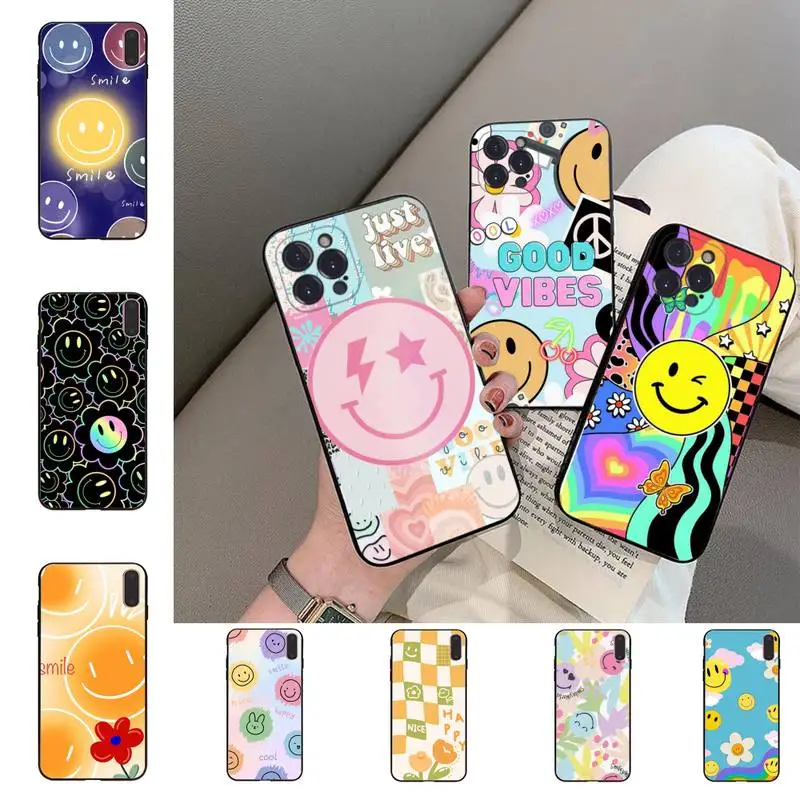 

Cute Cartoon Smile Flower Phone Case For iPhone 14 13 12 Mini 11 Pro XS Max X XR SE 6 7 8 Plus Soft Silicone Cover